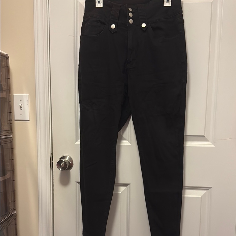 Elegant Black Buttoned Pants